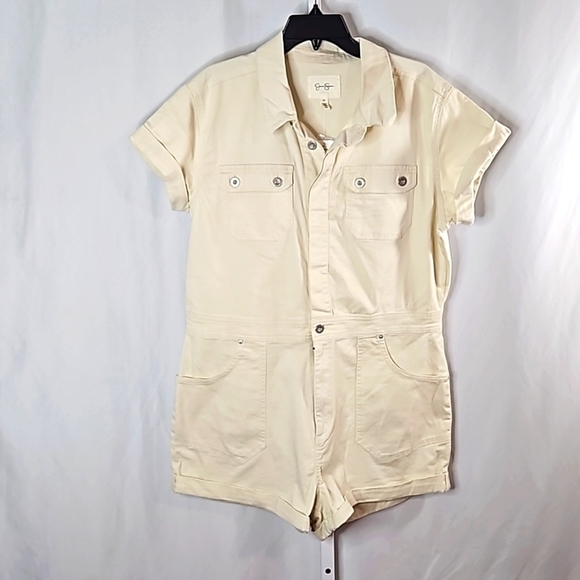 Jessica Simpson Lorelai Denim Romper Sz XL Parchment NWT - Picture 5 of 10